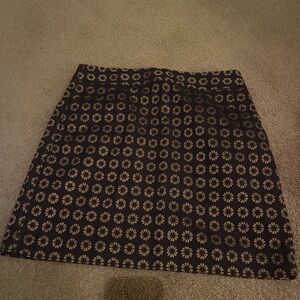 LOFT Black and Gold A-Line Skirt